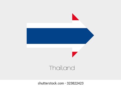 A Flag Illustration inside an arrow of the country of Thailand