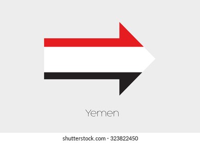 A Flag Illustration inside an arrow of the country of Yemen