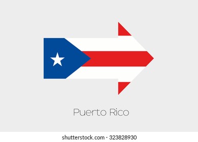 A Flag Illustration inside an arrow of the country of Puerto Rico