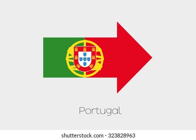 A Flag Illustration inside an arrow of the country of Portugal