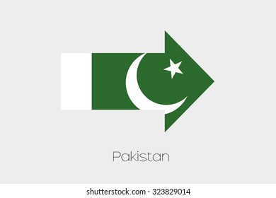 A Flag Illustration inside an arrow of the country of Pakistan