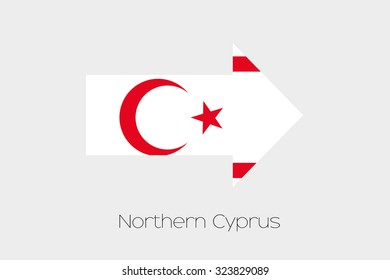 A Flag Illustration inside an arrow of the country of Northern Cyprus