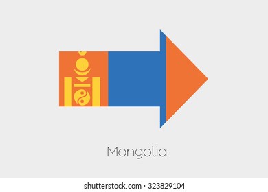 A Flag Illustration inside an arrow of the country of Mongolia