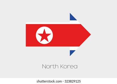 A Flag Illustration inside an arrow of the country of North Korea
