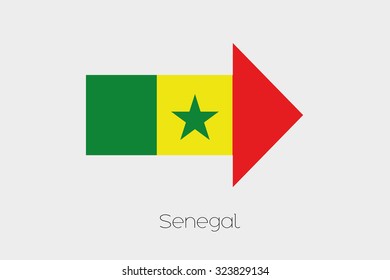 A Flag Illustration inside an arrow of the country of Senegal