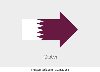A Flag Illustration inside an arrow of the country of Qatar