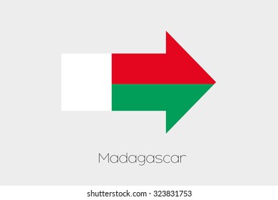 A Flag Illustration inside an arrow of the country of Madagascar