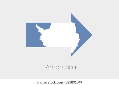 A Flag Illustration inside an arrow of the country of Antartica