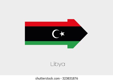 A Flag Illustration inside an arrow of the country of Libya