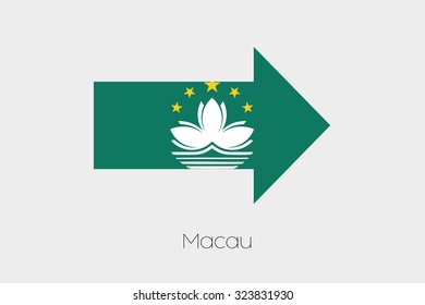 A Flag Illustration inside an arrow of the country of Macau