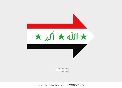 A Flag Illustration inside an arrow of the country of Iraq
