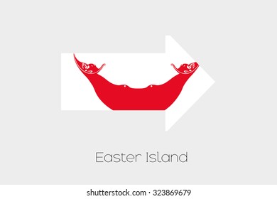 A Flag Illustration inside an arrow of the country of Easter Island