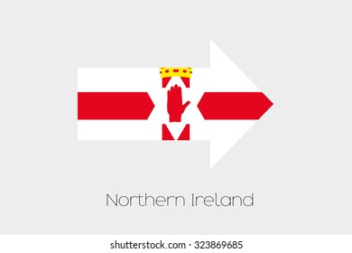 A Flag Illustration inside an arrow of the country of Northern Ireland