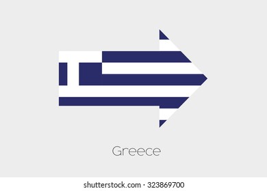 A Flag Illustration inside an arrow of the country of Greece