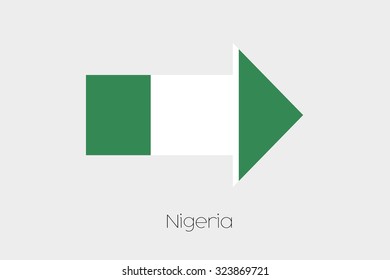 A Flag Illustration inside an arrow of the country of Nigeria
