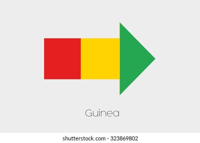A Flag Illustration inside an arrow of the country of Guinea
