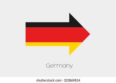 A Flag Illustration inside an arrow of the country of Germany