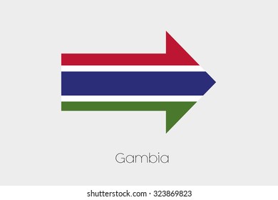 A Flag Illustration inside an arrow of the country of Gambia