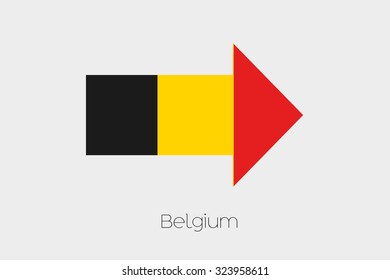 A Flag Illustration inside an arrow of the country of Belgium