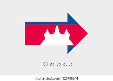 A Flag Illustration inside an arrow of the country of Cambodia