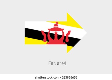 A Flag Illustration inside an arrow of the country of Brunei