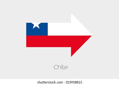 A Flag Illustration inside an arrow of the country of Chile