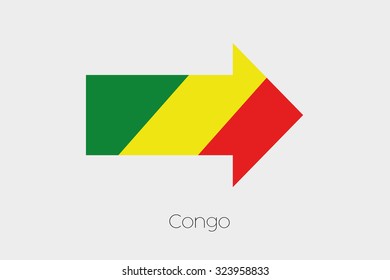 A Flag Illustration inside an arrow of the country of Congo