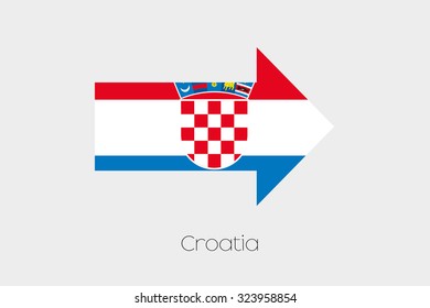 A Flag Illustration inside an arrow of the country of Croatia