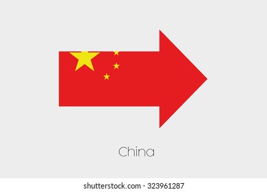 A Flag Illustration inside an arrow of the country of China