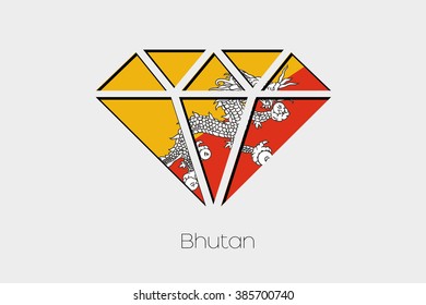 A Flag Illustration inside a Diamond of Bhutan