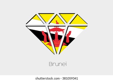 A Flag Illustration inside a Diamond of Brunei