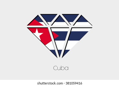 A Flag Illustration inside a Diamond of Cuba
