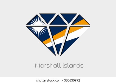 A Flag Illustration inside a Diamond of Marshall Islands