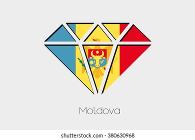 A Flag Illustration inside a Diamond of Moldova