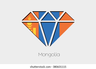 A Flag Illustration inside a Diamond of Mongolia