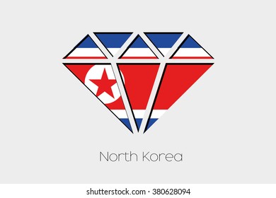 A Flag Illustration inside a Diamond of North Korea