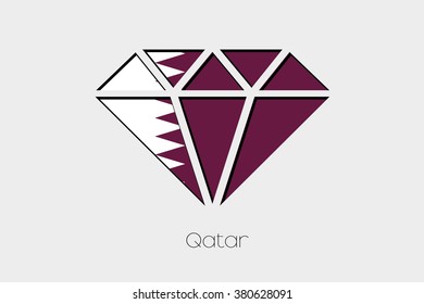 A Flag Illustration inside a Diamond of Qatar