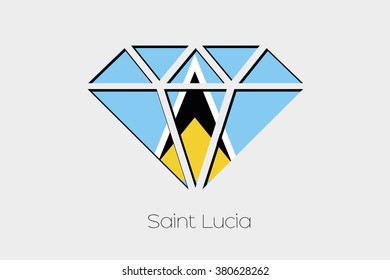 A Flag Illustration inside a Diamond of Saint Lucia