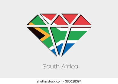 A Flag Illustration inside a Diamond of South Africa