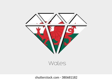 A Flag Illustration inside a Diamond of Wales