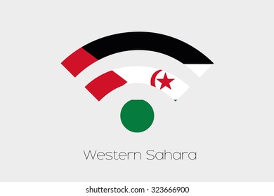 A Flag Illustration inside a Networking Icon of the country of Western Sahara