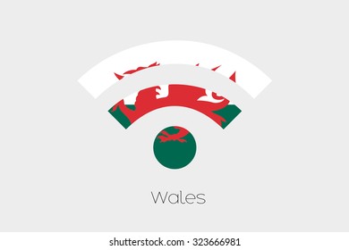 A Flag Illustration inside a Networking Icon of the country of Wales