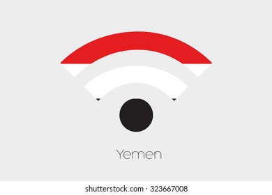A Flag Illustration inside a Networking Icon of the country of Yemen