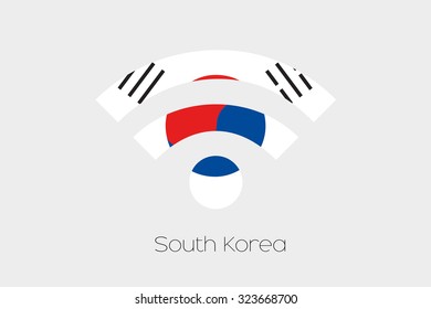 A Flag Illustration inside a Networking Icon of the country of South Korea