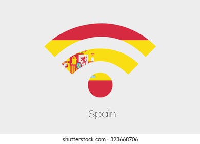 A Flag Illustration inside a Networking Icon of the country of Spain