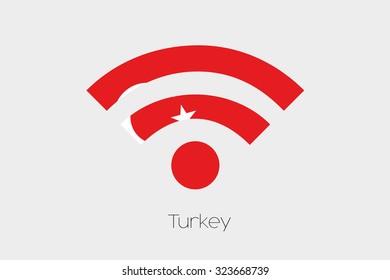 A Flag Illustration inside a Networking Icon of the country of Turkey