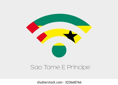 A Flag Illustration inside a Networking Icon of the country of Sao Tome E Principe