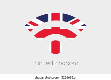 A Flag Illustration inside a Networking Icon of the country of United Kingdom