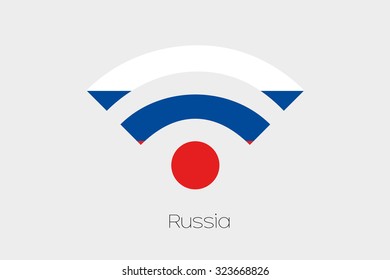 A Flag Illustration inside a Networking Icon of the country of Russia