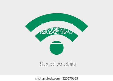 A Flag Illustration inside a Networking Icon of the country of Saudi Arabia